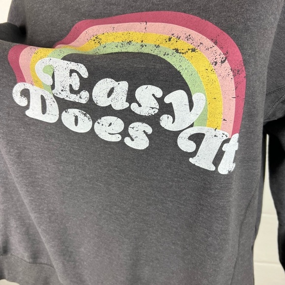 Wildfox Women’s Gray Rainbow Graphic Terry Crewneck Sweatshirt NWOT Small - Picture 3 of 7